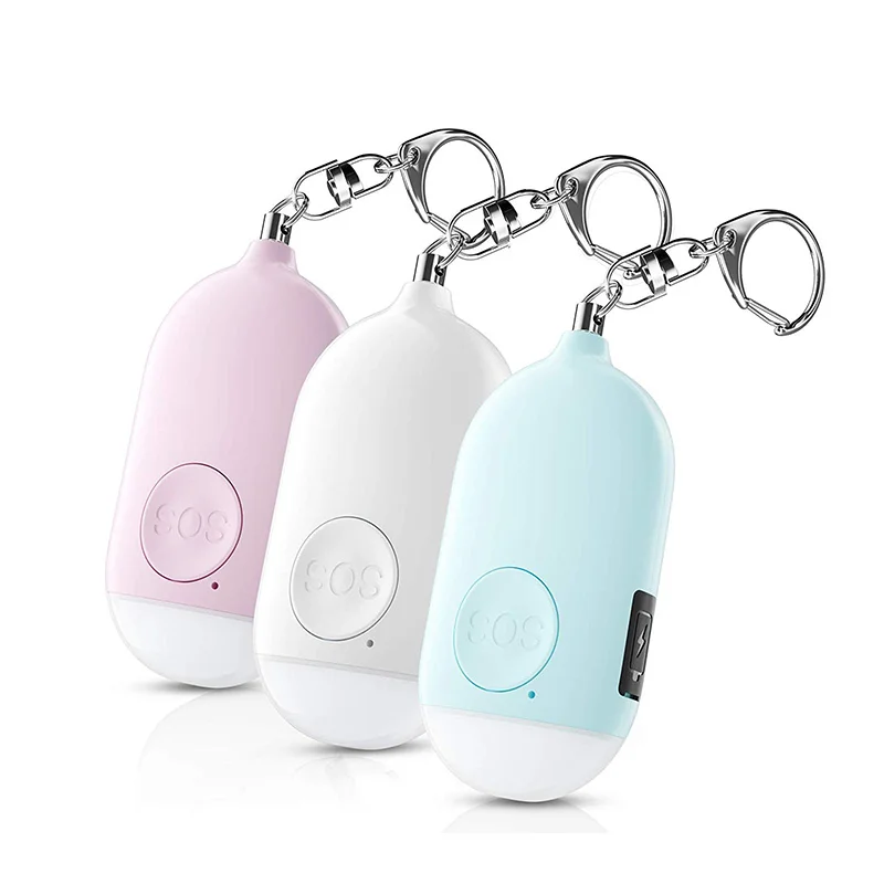 

Personal Alarm Siren Song 3 Pack - 130DB Self Alarm Keychain Emergency LED Flashlight with USB Rechargerable - Security Personal