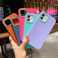 3 in 1 armor shockproof phone case for iphone 13 12 11 pro max xs x xr candy color hybrid pc silicone full body protection cover