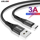USB-кабель USLION типа C для Samsung S21 S20 Xiaomi POCO мобильный телефон Type-C, провод для быстрой зарядки, шнур, Зарядные кабели Micro USB, 3 м