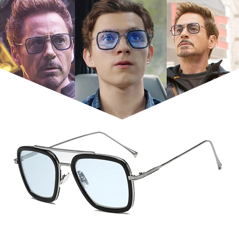 Мода Мстители UV400 Tony Stark стиль полета солнцезащитные очки для мужчин квадратный