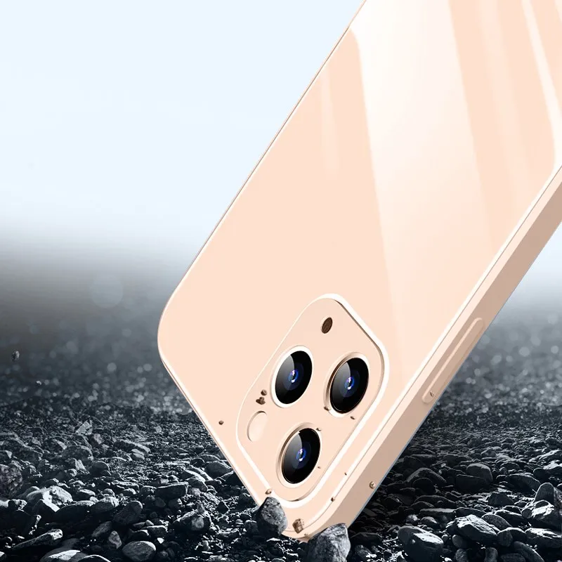 luxury glossy tempered glass back case cover for iphone 11 pro max xs xr 8 plus 7 plus se 2020 new square style phone case free global shipping