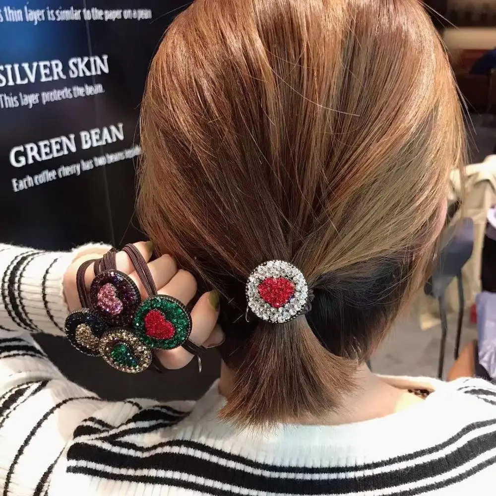 

60pcs/lot DIY Simple Multi Drill Disk Loving Heart Hair Band Bowknot Rubber Band Hair Styling Tools Accessories HA1360