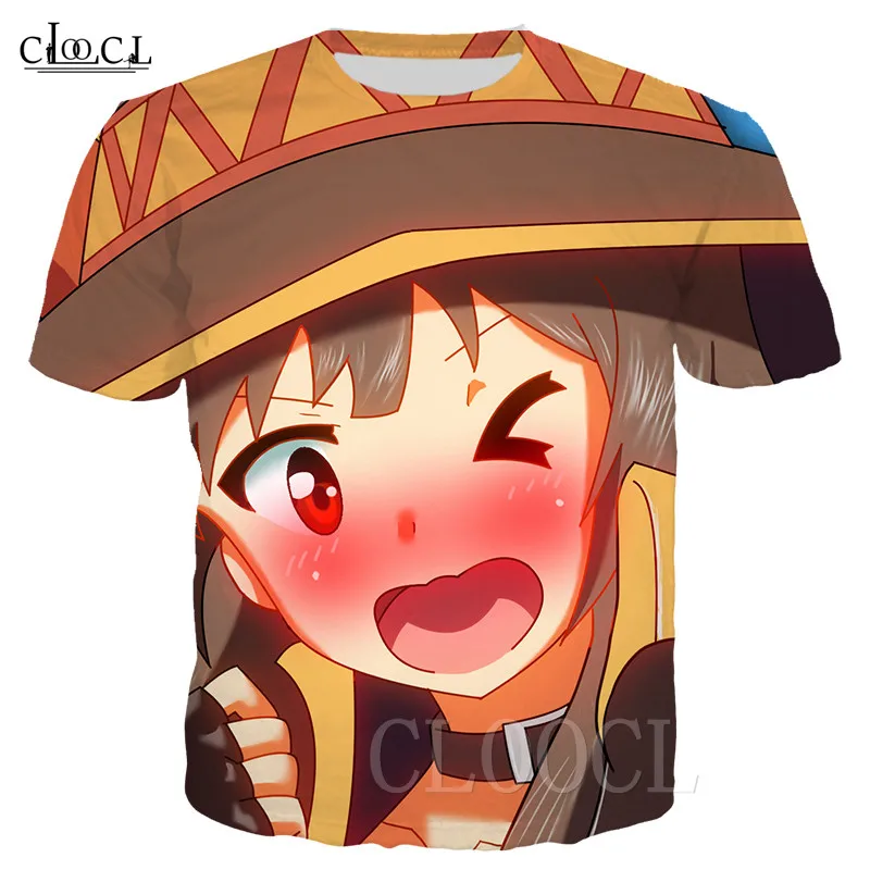 Футболка Shy Megumin Konosuba для Хэллоуина футболки с 3D принтом хипстерские летние