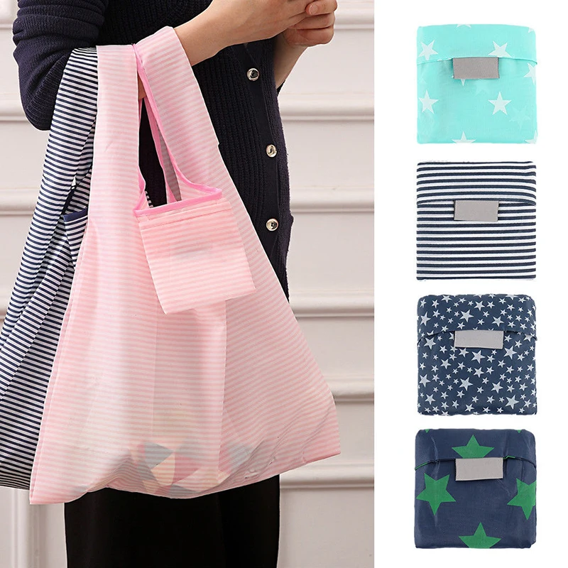 

33x55x5cm Reusable Foldable Shopping Handbags Large Capacity Grocery Supermarket Bags Washable Polyester Environment Storage Bag