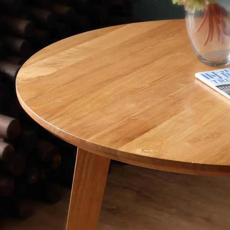Круглый обеденный стол в скандинавском стиле из цельного дерева для двух человек