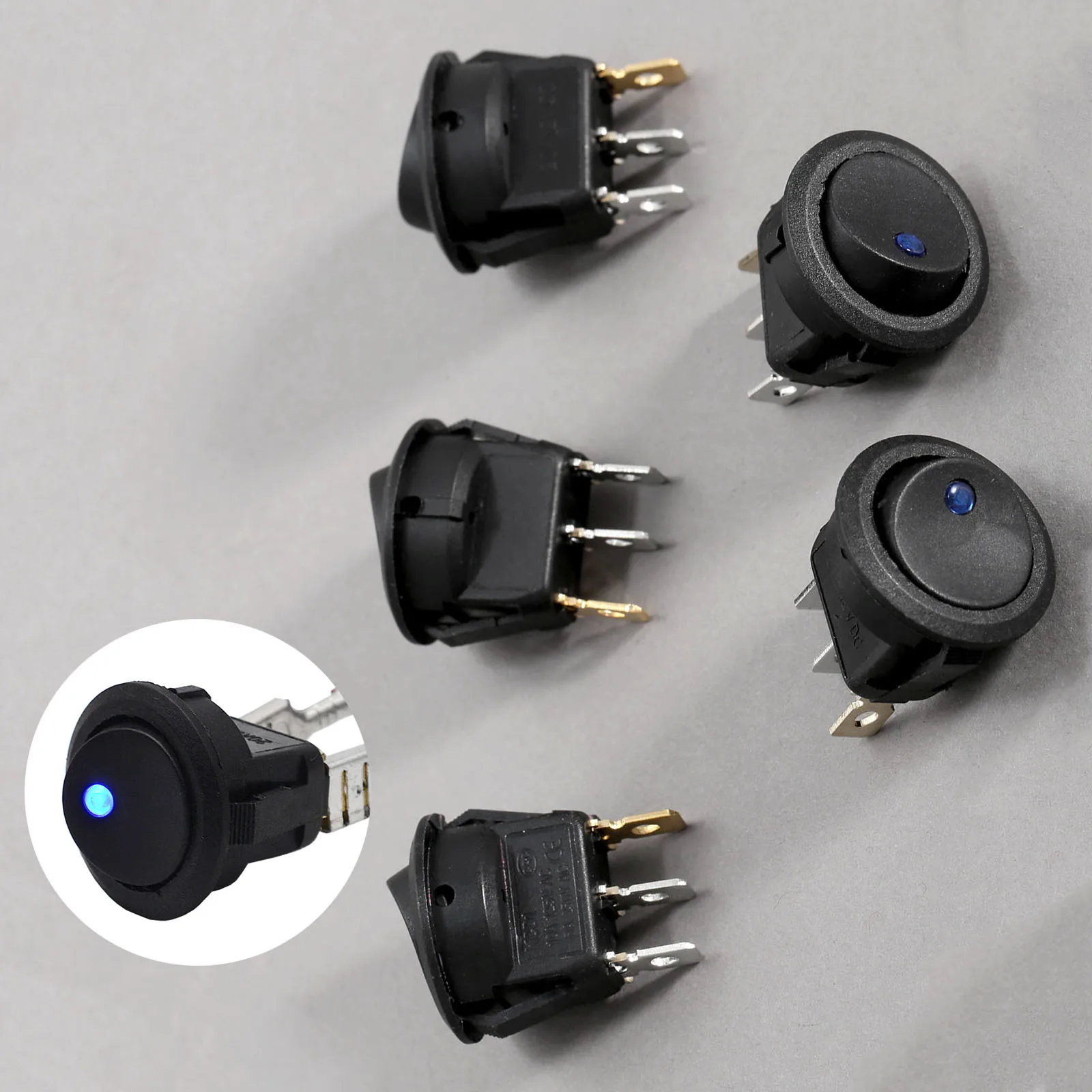 5 шт. DC 12 В синий светодиодный круглый переключатель точечный выключатель