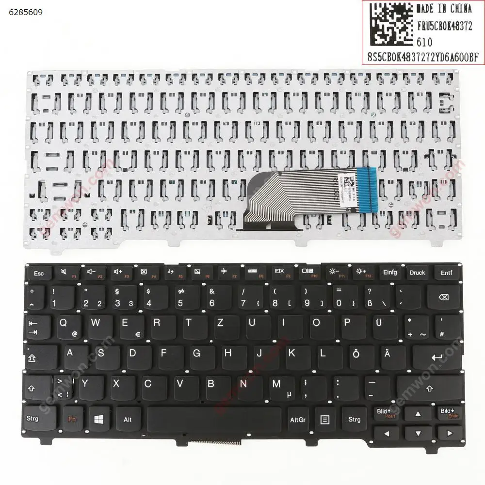 Новая немецкая сменная клавиатура QWERTZ для ноутбука Lenovo Ideapad 100S 11IBY черная без