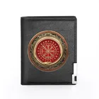 Высококачественный классический кожаный кошелек с принтом знаков викингов, держатель для кредитных карт, короткий кошелек