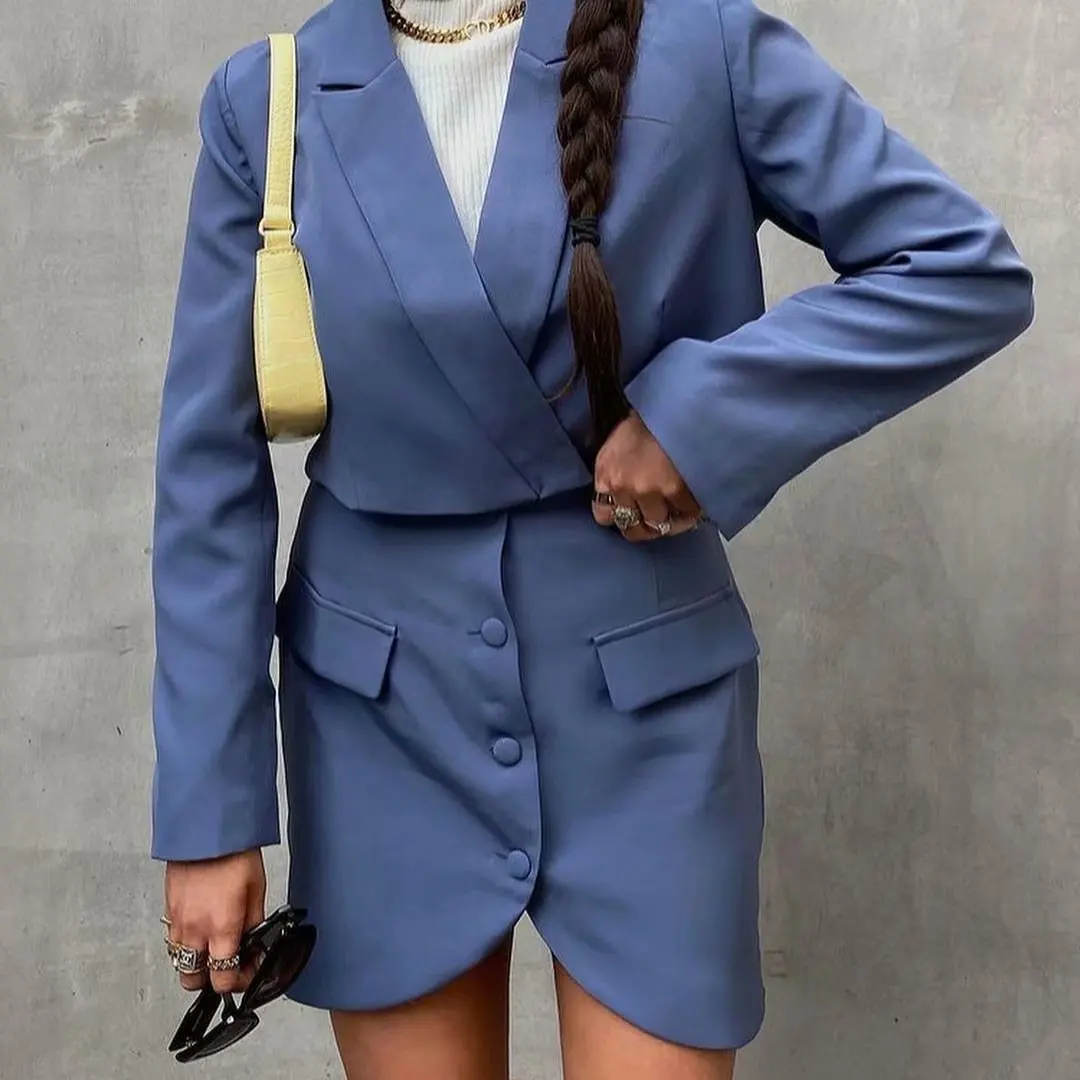 

New women's dress of 2021 European and American style short leisure suit jacket skirt