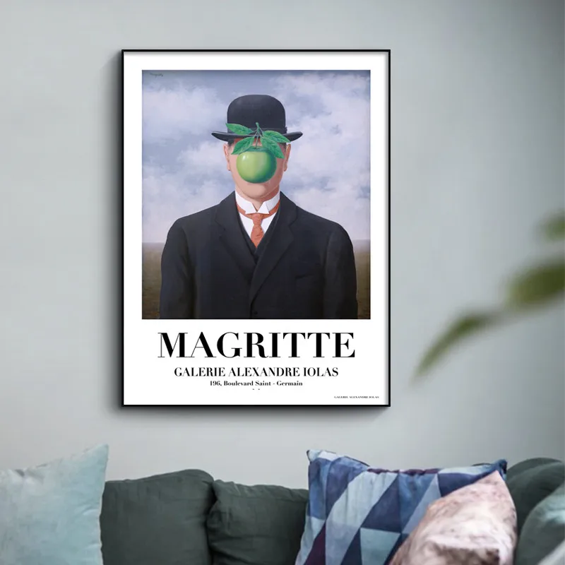 Surreal Concept модный мужской с зеленым яблоком Холст Краска SG принты черный белый