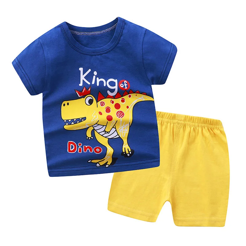 

Summer Kids Dinasaur Clothing Set Short Sleeve Tee Shirts + Pants Two Piece Outfit Toddler Boy Cool Clothing Animal Costume