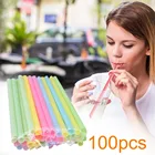 100 шт. многоцветные одноразовые соломинки, пластиковые соломинки для домашнего бара, праздничные соломинки для напитков, регулируемые соломинки