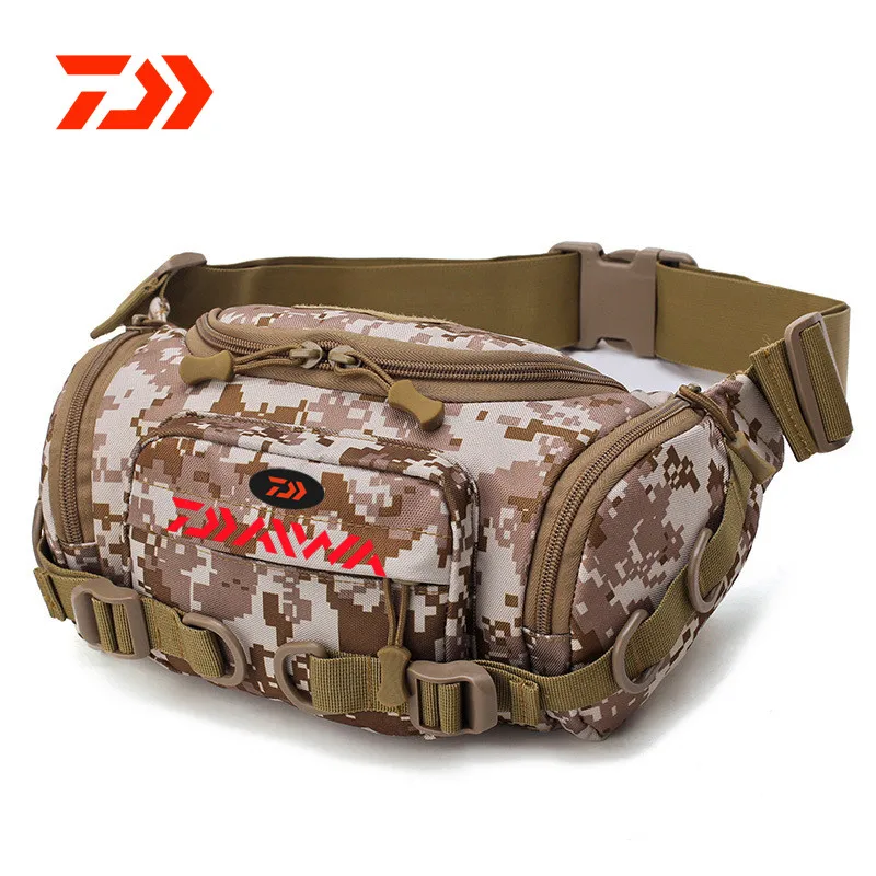 

Daiwa Camouflage Fishing Belt Bag Men Outdoor Travel Mobile Waterproof Cycling Hiking Bag Single Shoulder Fishing Messenger Bag