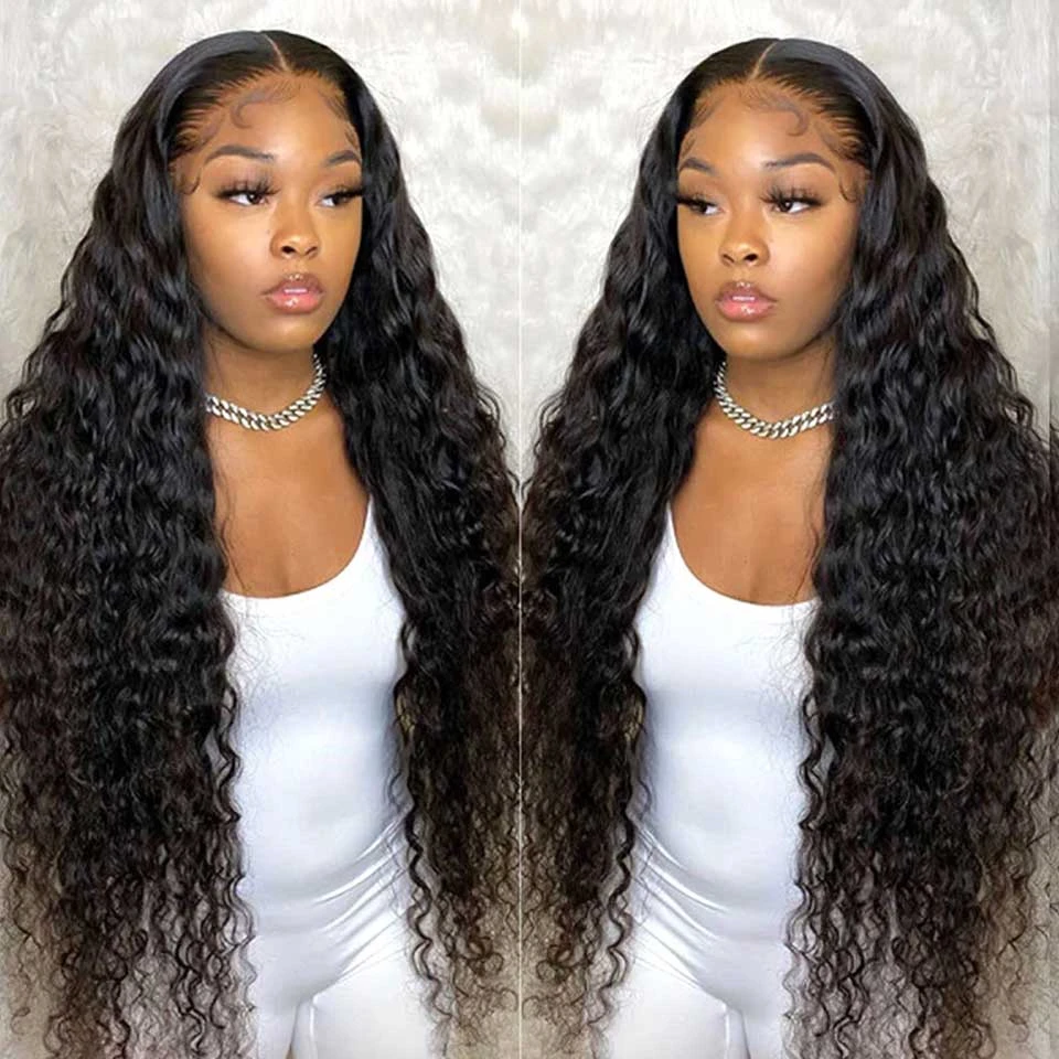 

Brazilian Water Wave Human Hair Wigs 13x4 Lace Frontal Wig Transparent 4x4 Lace Closure Wigs for Women T Part Wig Pre Plucked