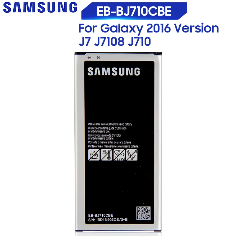 Оригинальная Замена Samsung батарея для Galaxy 2016 версия J7 J7108 J710H J710F J710K SM J7109 EB BJ710CBC