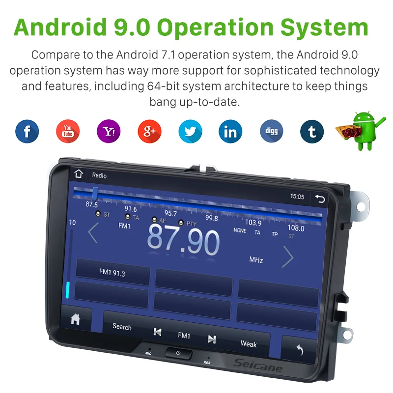 Автомагнитола Seicane мультимедийный проигрыватель с GPS Android 9 0 2Din для