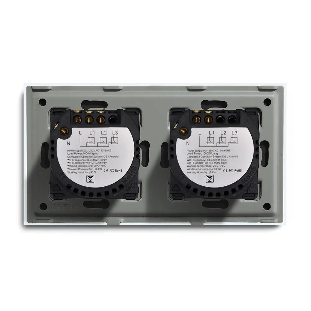 Сенсорный выключатель Bseed настенный переключатель с 2 клавишами и