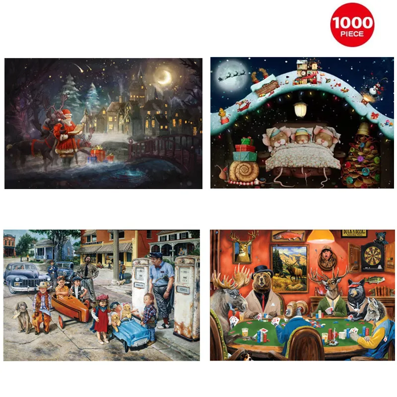 

1000pcs Hot Selling Jigsaw Puzzles Educational Toy Characters Animals Construction Paper PuzzlesFamilyInteractivToyChildren Gift