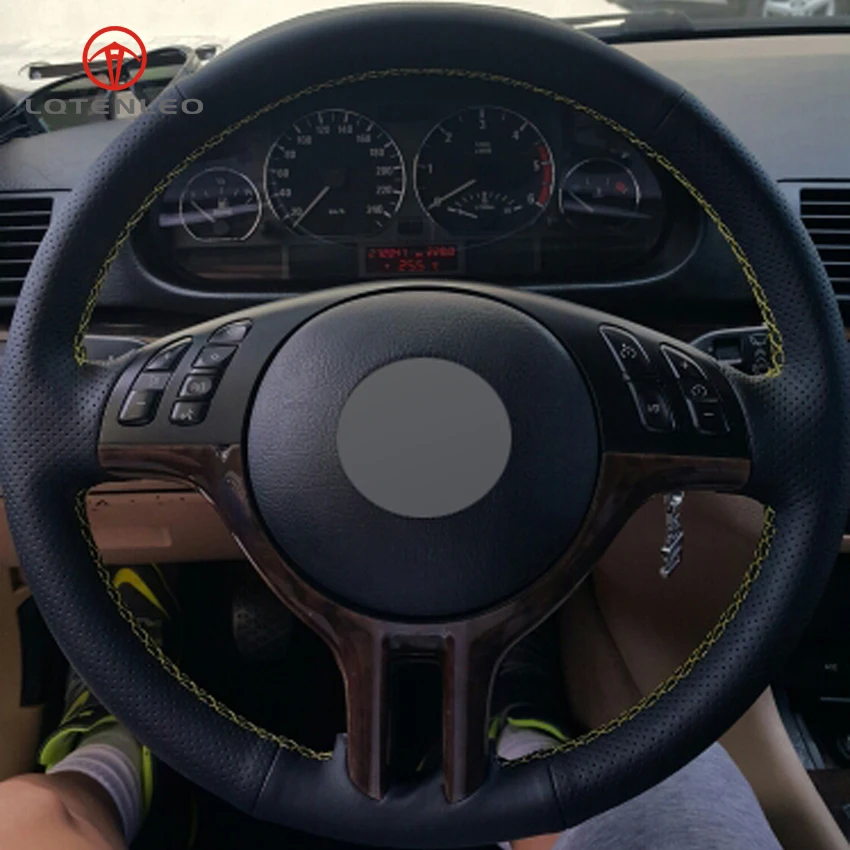 Чехол на руль LQTENLEO из черной искусственной кожи для BMW 3 Series E46 2000-2006 5 E39 2003 E53 X5 Z3 E36