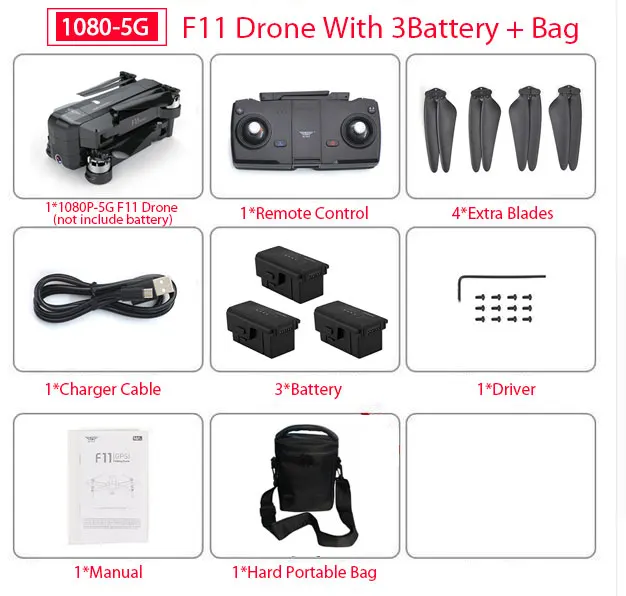 F11 3B with Bag SJRC F11 PRO gps Дрон с Wifi FPV 1080 P/2 K HD камера F11 бесщеточный Квадрокоптер 25 минут время полета складной Дрон Vs SG906 - Цвет: F11 3B with Bag