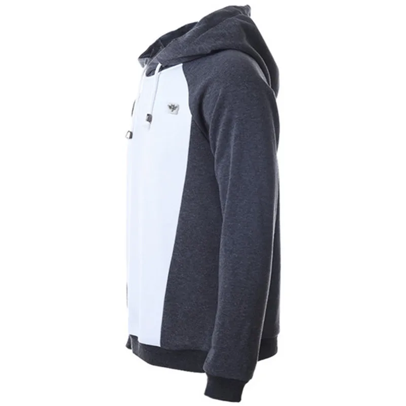 Длинный рукав реглан цвет сплайсинга пуловер с капюшоном нарисованная веревка