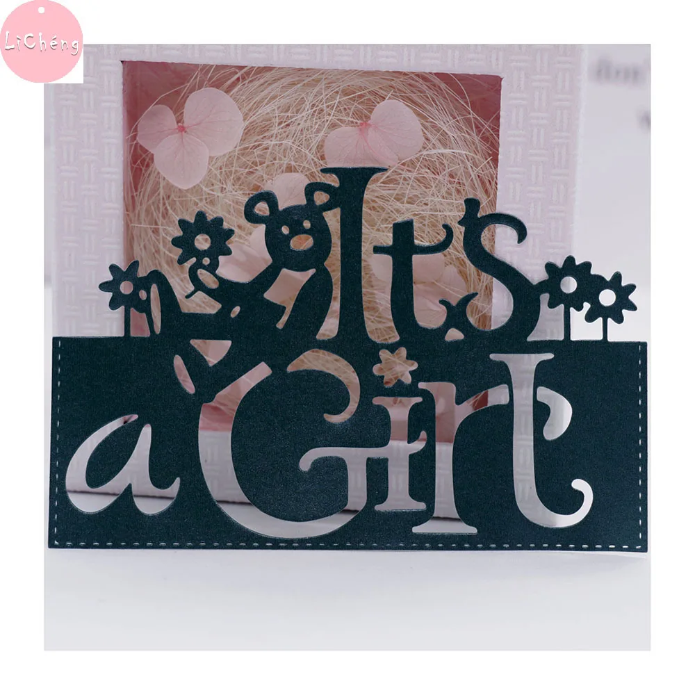 

It 's a Girl Greeting Cards Making Metal Cutting Dies Scrapbooking Photo Album Craft Stencil Stamps and Slimline Card Dies2020