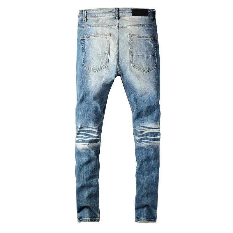 Джинсы KIOVNO мужские Плиссированные в байкерском стиле рваные брюки из денима