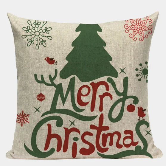 

High Quality Christmas Pillow Cover Custom Linen Cushion Cover Christmas Decoration For Home Car Throw Pillows Case Dropshipping
