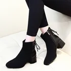 Модные женские привлекательные ботинки на плоской подошве; Короткие Ботинки Martin; Новые осенние на квадратном каблуке; Элегантная повседневная женская обувь на шнуровке с застежкой-молнией ботинки H0155