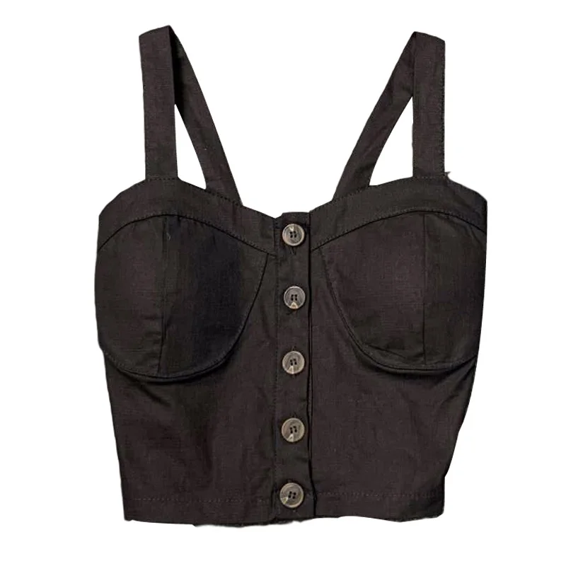 

Camis For Women Camisole Off Shoulder Tank Top Woman Button Spaghetti Strap Vest Female Tops Elegant French Chic Clothes New