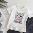 Забавная футболка для девочек с изображением пузырьковой резинки, кота, Милого Животного, панды, свиньи, кролика, бульдога, детские топы, одежда для маленьких мальчиков, Детская футболка HKP2059