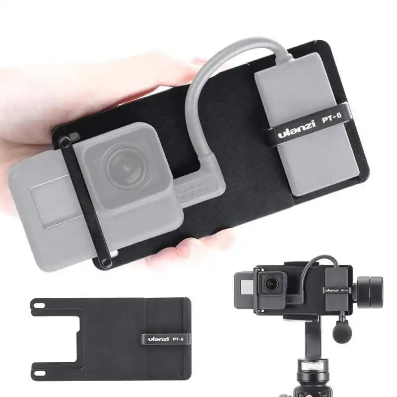 

Ulanzi PT-6 Action Camera Adapter Mount Plate for GoPro Hero 7/6/5 Fixed Bracket for Audio Adapter for DJI Zhiyun Phone Gimbals