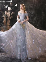 new evening dress gray laces a line tulle off shoulder sweetheart neck lace up back floor length prom dress %d0%bf%d0%bb%d0%b0%d1%82%d1%8c%d1%8f %d0%b7%d0%bd%d0%b0%d0%bc%d0%b5%d0%bd%d0%b8%d1%82%d0%be%d1%81%d1%82%d0%b5%d0%b9