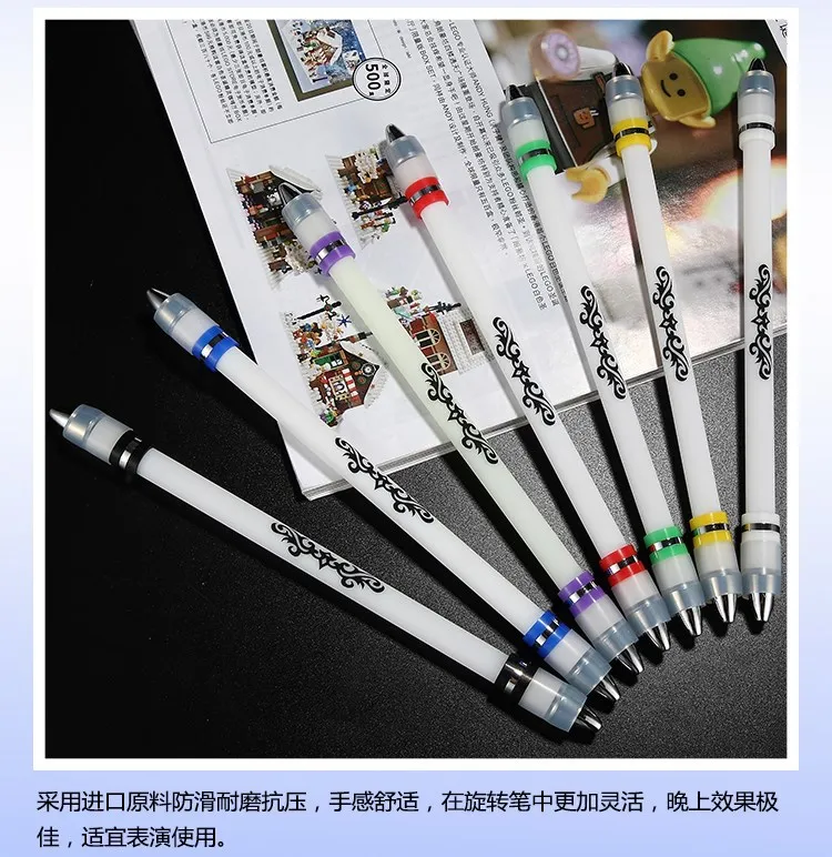Светодиодная ручка новинка стильная светящаяся флуоресцентная Вращающаяся для