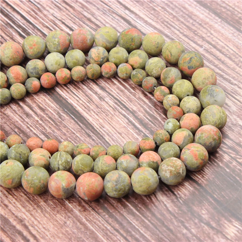 

NaturalFrosted Green StoneBeads,RoundBeadsLooseBeadsForMakingJewelryDIYBraceletNecklace4/6/8/10/12/mm