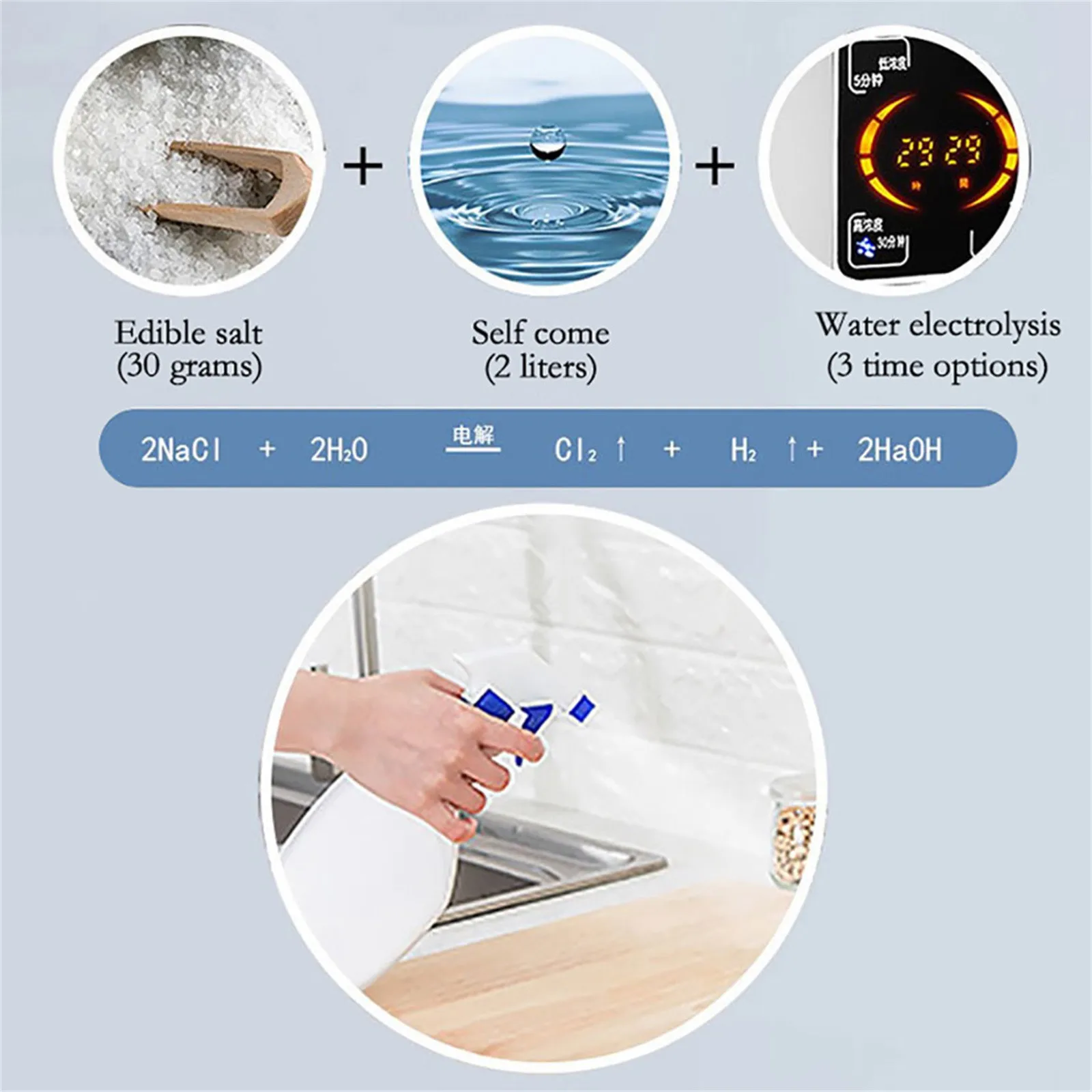 

2000ml Portable Disinfection Liquid Making Machine Household Disinfection Water Generator Homemade Sodium Hypochlorite Maker