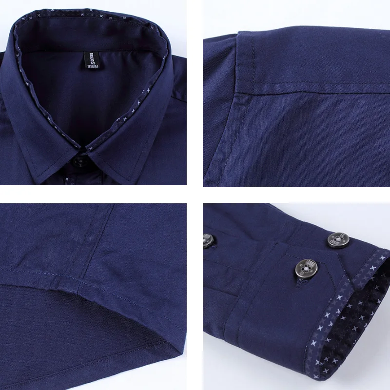 

Spring Autumn New Korean Fashion Mens Shirts Handsome Slim Fit Button Up Long Sleeve White Black Cotton Shirt 4XL 5XL