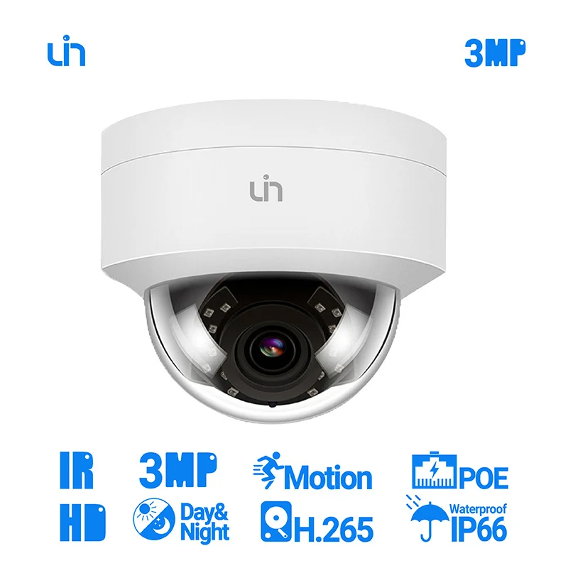 

UIN 3MP Onvif IP Camera with Built-in Microphone Motion Detection Infrared LED Outdoor Hemisphere Webcam Can Watch Remotely