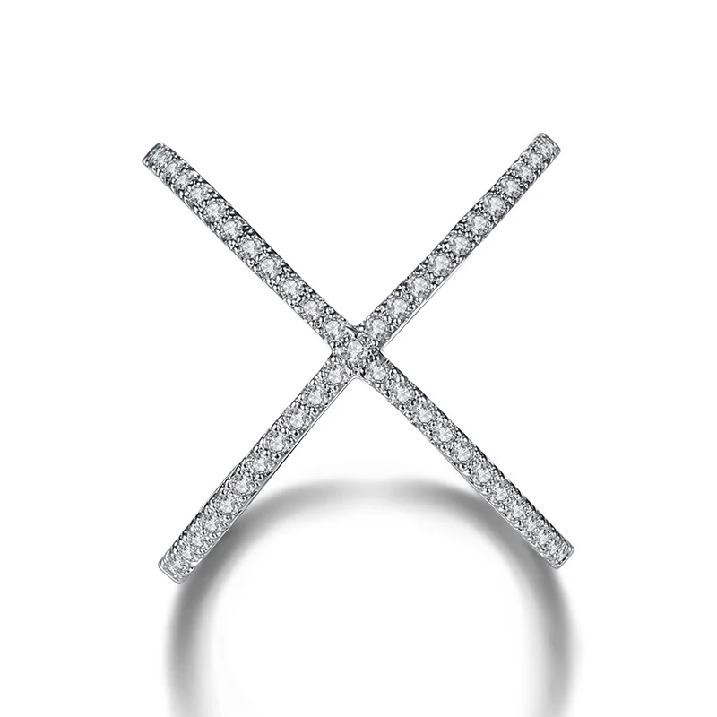 

Women's ring X-shaped cross eco-friendly copper plated zircon ladies ring