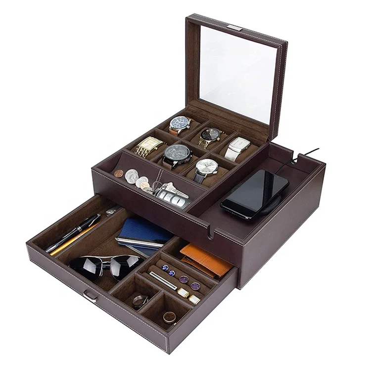 

watch box with valet drawer for men rustic valet tray with charging station