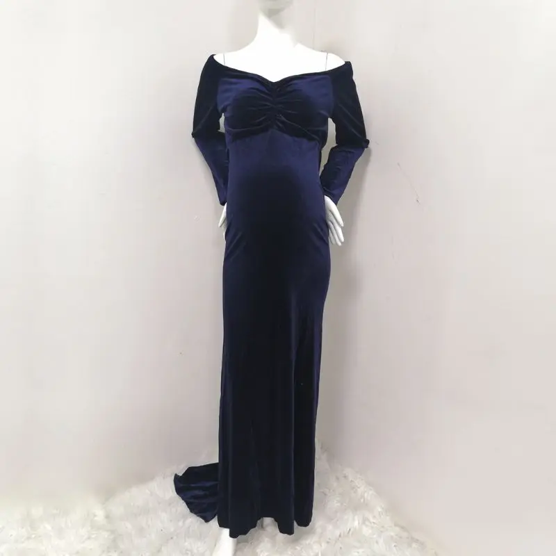 

Velvet Maternity Dress For Photo Shooting Winter Maternity Photography Dress Q1FE