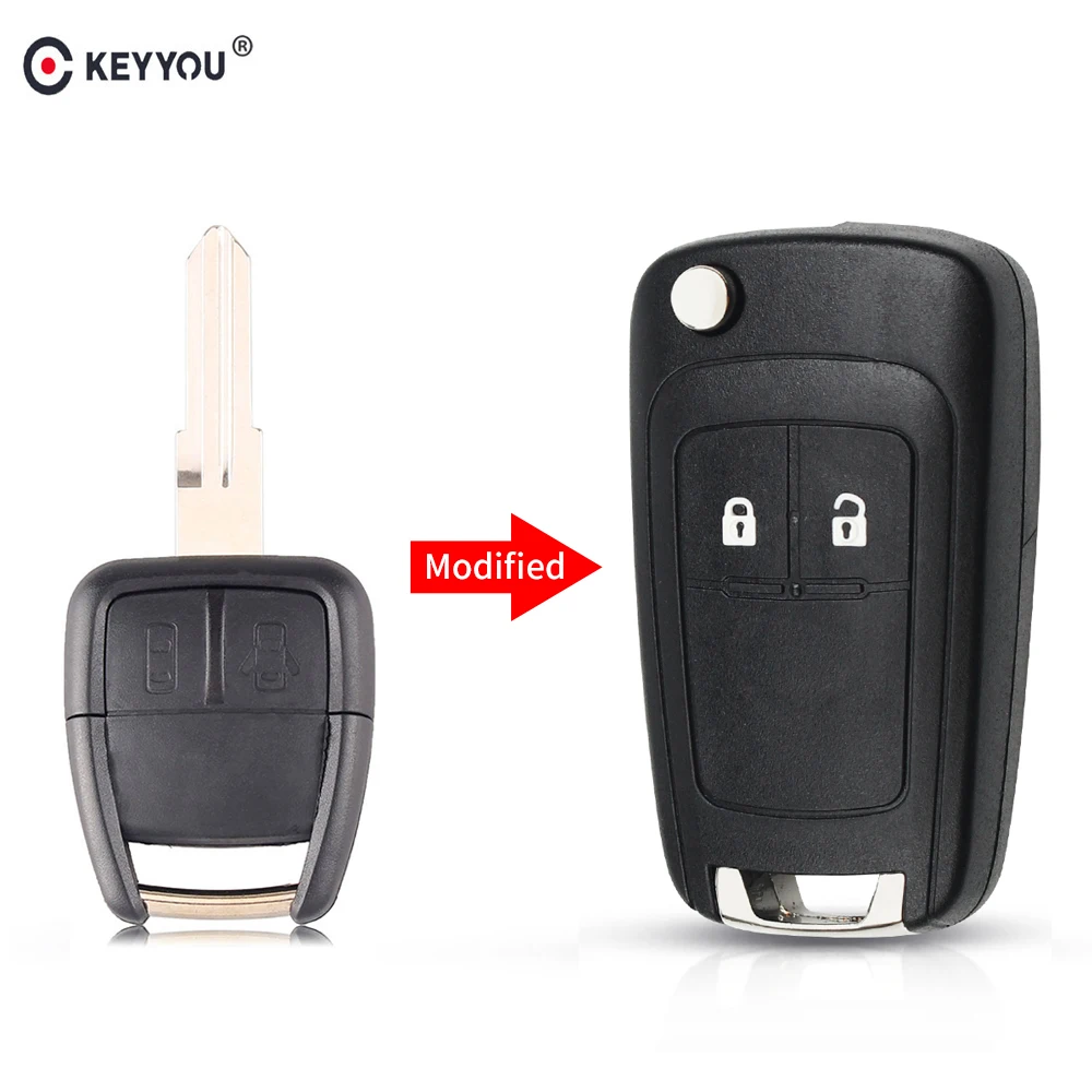 KEYYOU модифицированный откидной Складной автомобильный пустой ключ для Chevrolet Aveo 2 кнопки дистанционного управления Чехол-брелок для автомобиля-Стайлинг правым лезвием