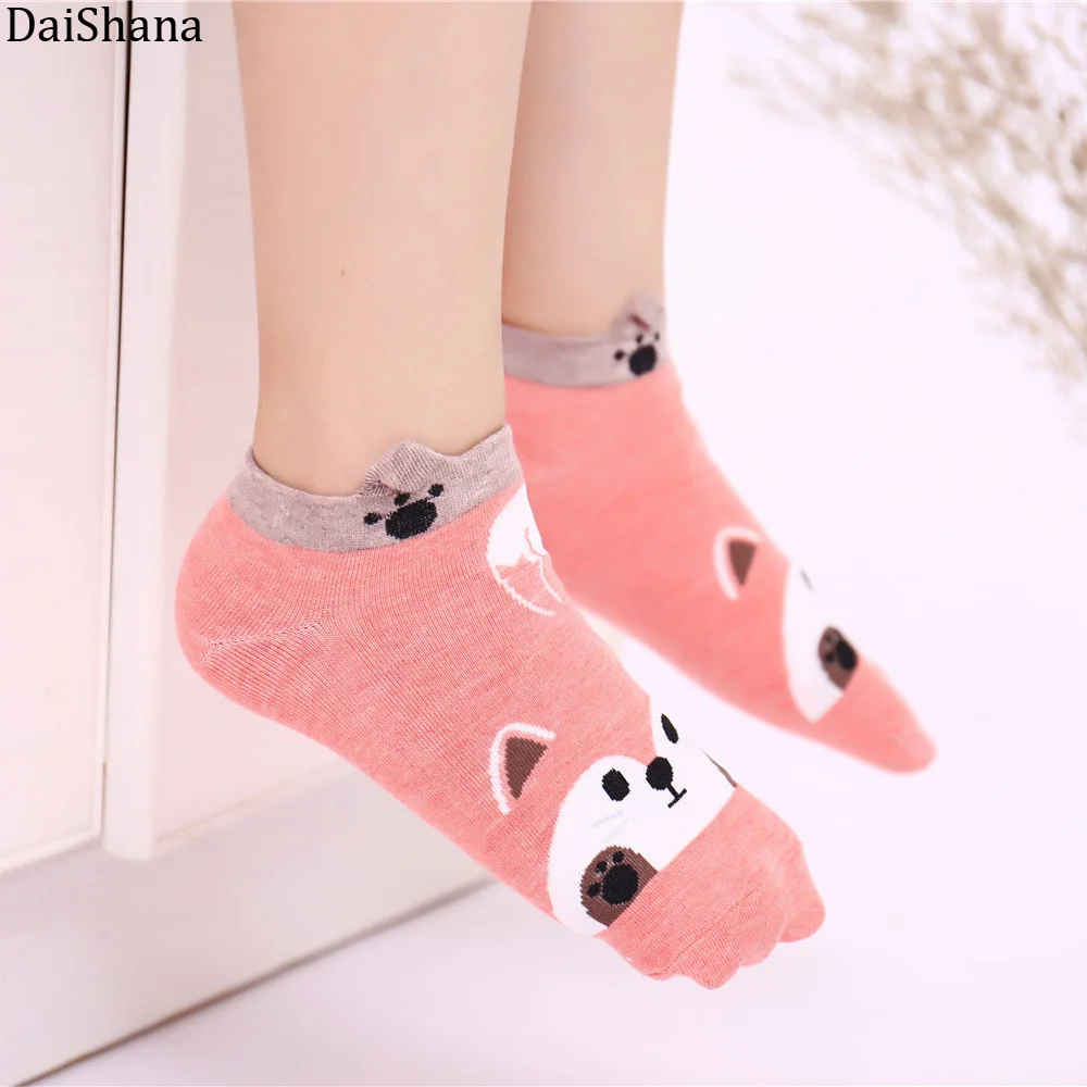 5 Pairs Autumn Winter Cartoon Cotton Fashion Animals Women Socks Rabbit Fox Dog Panda Cute Kawayi Happy Funny Socks Girls Socks.