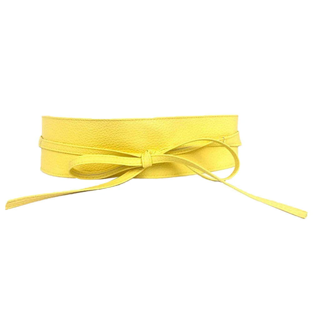 

Fashion Solid Color Faux Leather Wide Waist Belt Knot Bandage Clothes Accessory