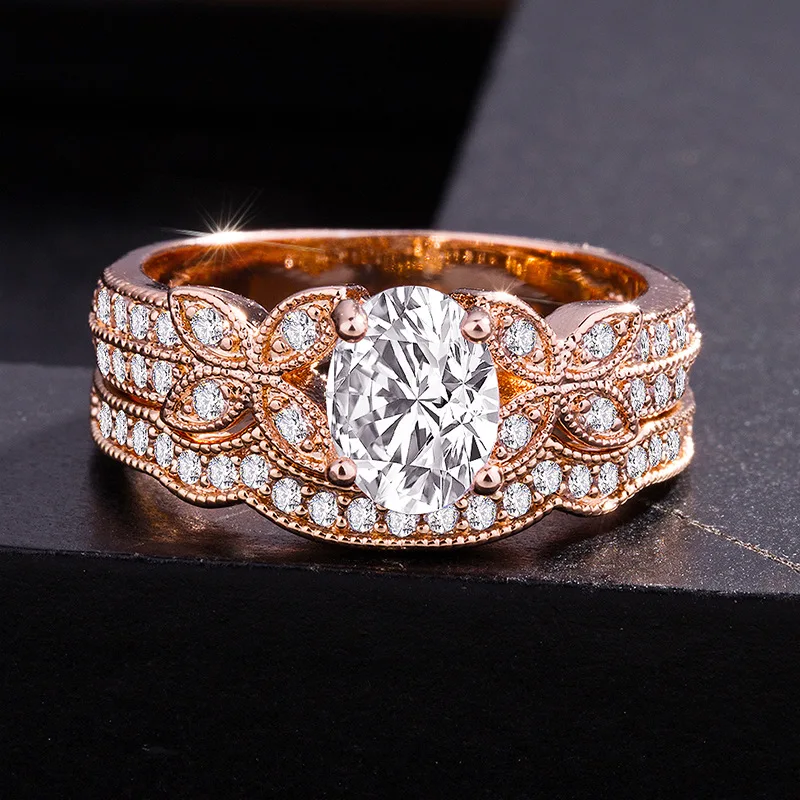 Женское кольцо из розового золота с бриллиантами 14 к|Кольца| |