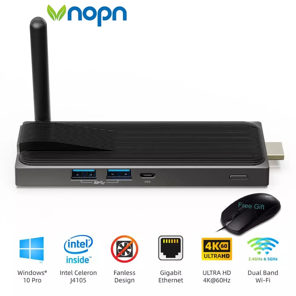 Мини ПК Intel Celeron J4105 без вентилятора Windows 10 Pro MeLE 4 + 64 ГБ HDMI 4K 2 4/5 ГГц Wi Fi Gigabit LAN|Мини ПК|