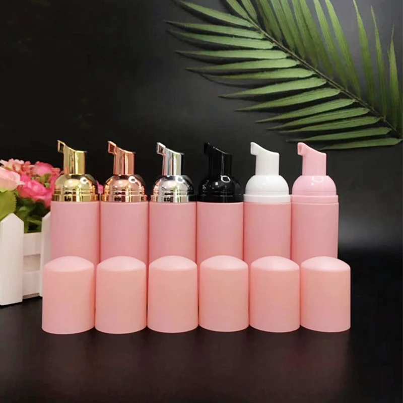 50ml Pink Plastic Foam Pump Bottle Empty Face Eyelash Cleanser Cosmetic Bottle 1 Pcs
