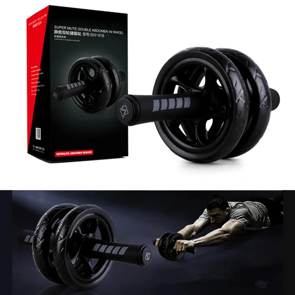 Ролик Ab для тренировок бесшумный ролик двойной с ковриком фитнеса дома