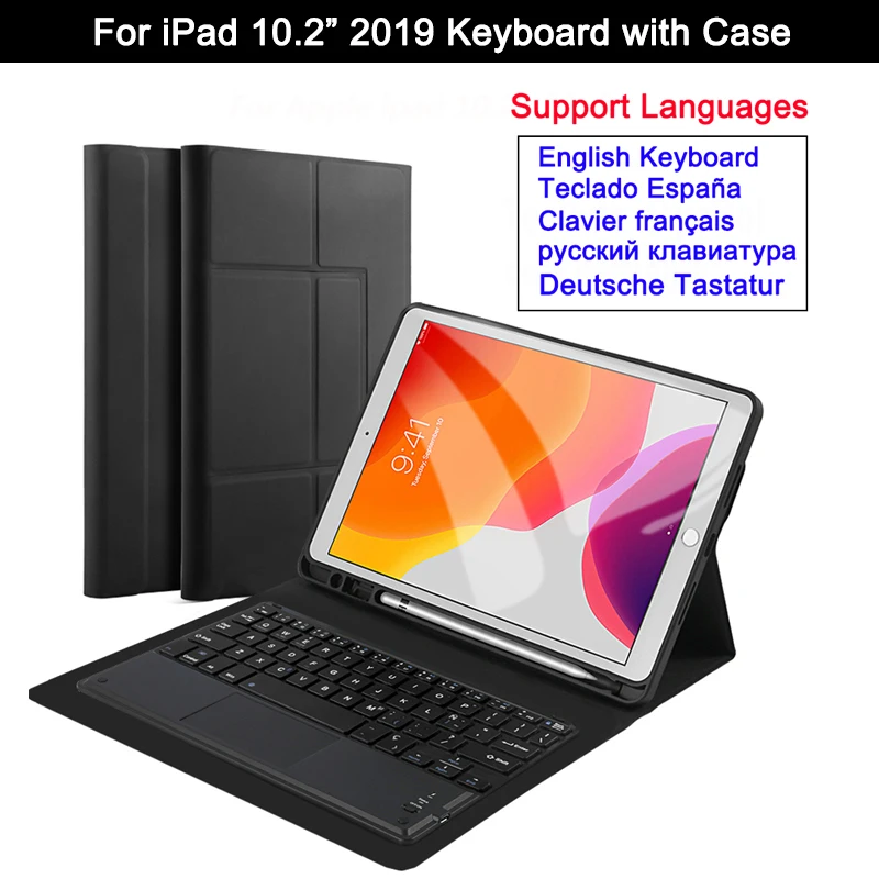 Чехол для iPad 7 поколения с клавиатурой планшет Bluetooth Съемная клавиатура тачпадом