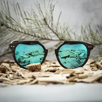 vintage round wood sunglasses for men women high quality polarized blue mirrored lens uv400 classic sun glasses